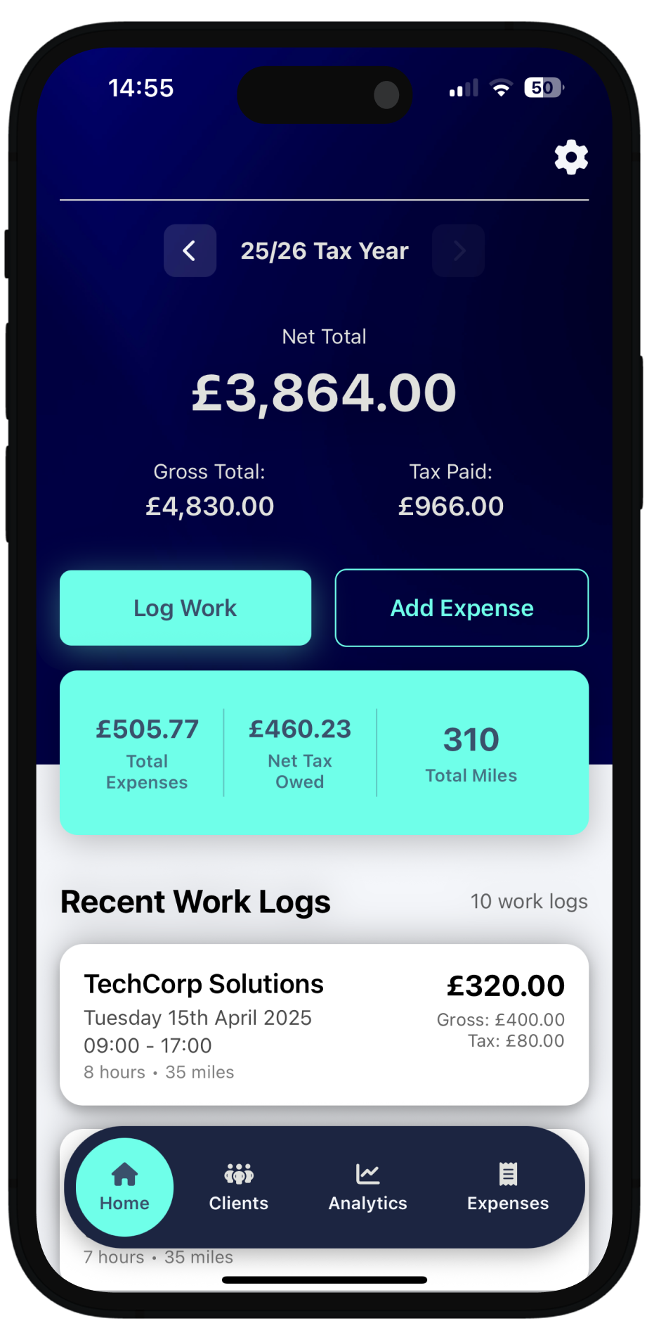 Self Employment Portal App Home Screen